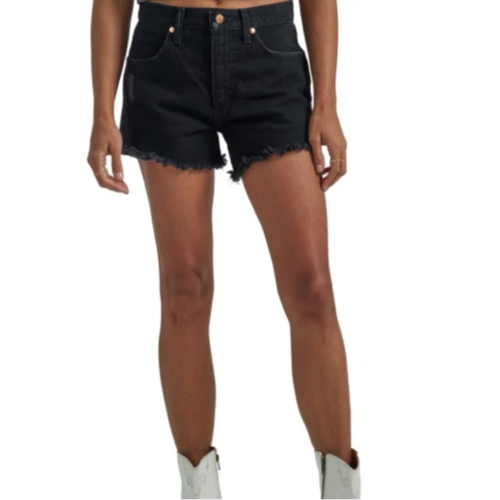 Wrangler High Waist Black Denim Shorts